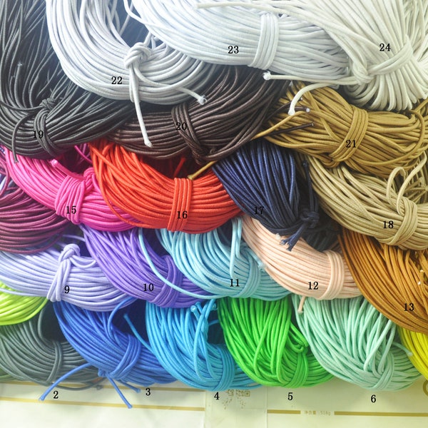 10yards 2.5mm round elastic cord,Stretch cord,stretch elastic string,Beading Cord,DYI masks,jewellery,Nylon wrapped Rubber,Choose Color