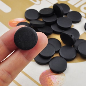 30 Pcs/100Pcs Black Flat Round Wood Bead,Painted Wood Circles Wooden discs, wood disk ,Dyed Beads，Wooden Beads for jewellry,20mm