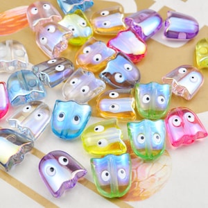 20Pcs/50Pcs Ghost Shaped Beads，Acrylic Transparent Ghost，AB Color Ghost beads charm，Halloween Ghost beads,for Pen,Ghost Jewelry