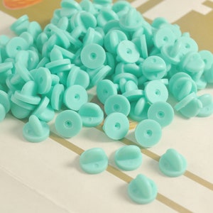 Pack of 10,20, 40, 60, 80, or 100Pcs,Aqua Round Rubber Clutches Backings Backs Clasp,Rubber Pin Back  for Enamel Lapel Pin