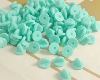 Pack of 10,20, 40, 60, 80, or 100Pcs,Aqua Round Rubber Clutches Backings Backs Clasp,Rubber Pin Back  for Enamel Lapel Pin