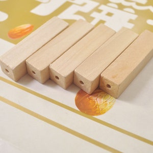 20pcs square wood tube beads，Large rectangle wooden bead，natural unfinished wooden beads，Jewelry Making,Craft Supplies 55x15mm