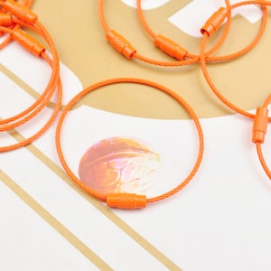 20Pcs Orange Keyring,Wire Keychain, Cable Stainless Steel, Cable Key ring wire,Colored Metal Loop ,Luggage Tag Rings，Keychain Findings