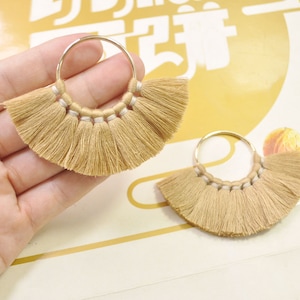 2pcs / 4pcs / 6pcs / 10pcs fan nappine su reperti in ottone / kaki nappa / orecchini pendenti / orecchini nappa charm / nappa di cotone - 55mm --VC22 #