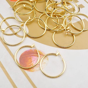 10Pcs 20mm Earring,18K Round Gold Hoops,18k Gold Hoop Earrings, Hypoallergenic,Jewelry Handmade