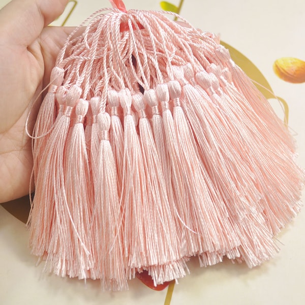 Light Peach Color Thread Tassels With Beads Set Of 2