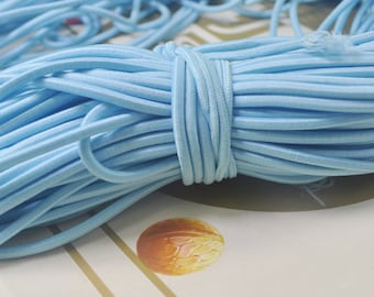 10Yds Light Blue Elastic Cord,4mm Round Elastic Cord,stretch cord,Stretch Drawstring,Elastic Rope Craft DIY,Nylon wrapped Rubber
