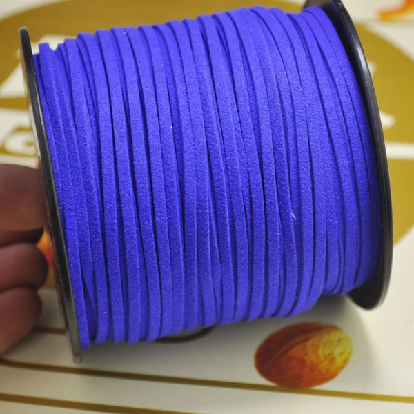 20 yard 2,5 mm plat Faux cordon de cuir suédé, Neon bleu cordon String en cuir, bracelet/collier en Faux daim dentelle, Vegan cordon suédine, cordon de fournitures