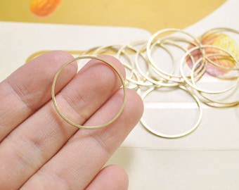 Raw Brass Circle Rings,Brass Connector Rings - 50Pcs Raw Brass Ring Findings,Raw brass flat closed ring (27mm)