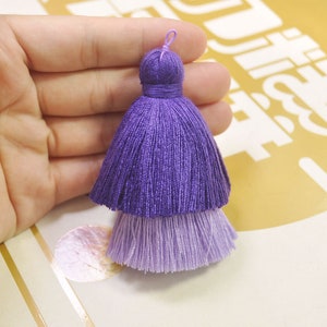 Tiered Tassels,3&quot; Handmade Cotton Tassel for Earring/Necklace Making,Two Tier Jewelry Tassels,Layered Tassels,5 piece,VC4#