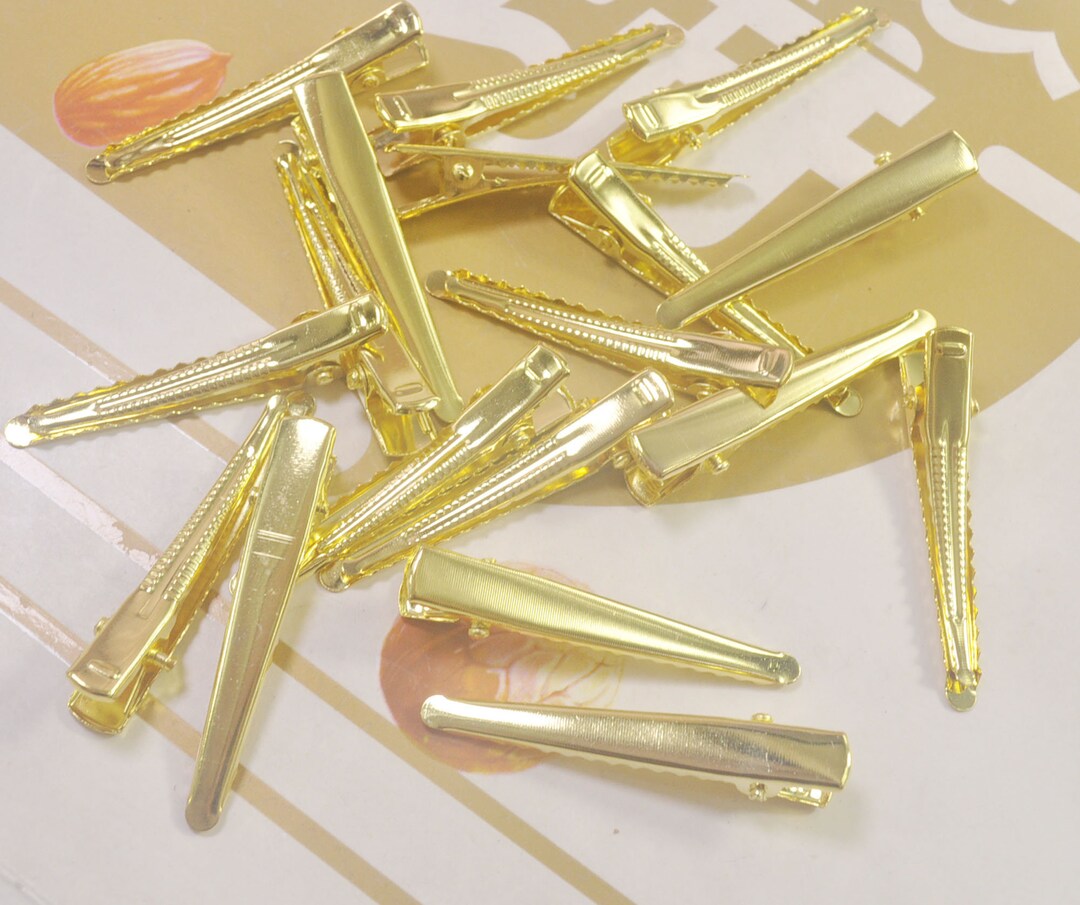 50pcs Gold Plated Alligator Clips, Hair Accessory Blanks, Hair Clips