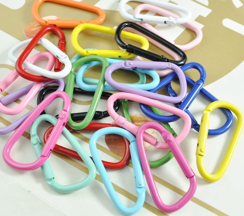 8/10/20/50Pcs Carabiner Clips Clasp,Multi Color Aluminum Carabiner key chain,Carabiner clips,Spring Hook Keyring,24x46mm image 4
