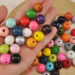 30/50/100Pcs Wooden Beads, 16mm Assorted Color Round Ball Natural Wood Beads,necklace beads, bracelet beads, wood craft,DIY Jewelry Findings