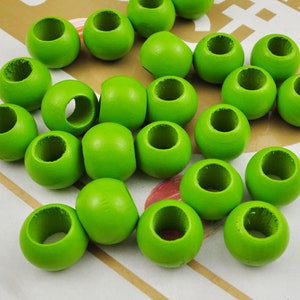 Wholesale Green Natural Wood Round Loose Beads,20/50 Round Wooden Beads Eco-Friendly 20mm Beads,10mm Hole,Jewelry DIY Wood Crafts