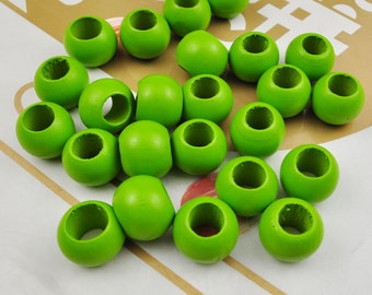 Wholesale Green Natural Wood Round Loose Beads,20/50 Round Wooden Beads Eco-Friendly 20mm Beads,10mm Hole,Jewelry DIY Wood Crafts