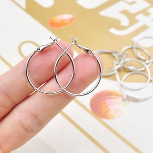 Round Hoop Earrings,4Pcs/10pcs White Gold Round Leverback Earrings Hooks 20mm, 18K Gold plated Brass Earring Hoop Components