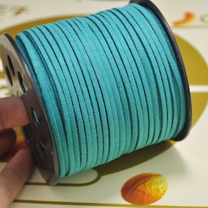 20yard 2.5mm Flat Faux Suede Leather Cord,mint turquoise Leather String Cord,Faux Suede Lace,Vegan Suede Cord,bracelet/necklace cord