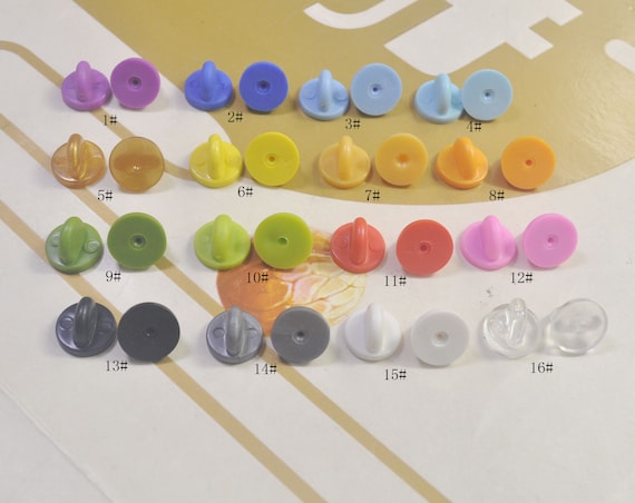 10 Rubber Pin Backs Clutches, Different Colors