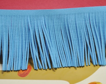 1 yard sky blue Leather Fringe Trim,78mm Width Faux Suede Fringe Trim,Perfect for Making Tassel and other crafts,DIY Tassel pendant.