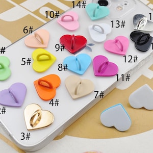 2-100 stuks hart telefoon bedel haken, kawaii zelfklevende metalen bedelhaak, kleurrijke metalen hart telefoon bedel houder, kies de gewenste kleur: 20 x 17 mm