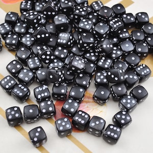 Bulk 150 Pieces Black&White Color 8mm Square Dice Beads,Cube Dice Beads,Acrylic Dice Beads，Wholesale Beads