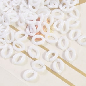 60Pcs Small White Plastic Chain,Plastic Curb Chain Links,Necklace Glasses Chain Links,Earring, necklace or bracelet  jewelry making