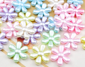 150 Perline Acriliche A Forma Di Fiore, Color Pastello Con Centro Colorato E Petali Trasparenti, 12mm, Foro 3mm, Per Creare Gioielli Fai Da Te - 3