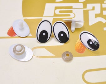 10Pairs(20pcs) Large Toy Eyes Cartoon Eyes oval Safety Eyes Animal Eyes Craft Eyes Crochet doll eyes Plastic Eyes Printed Eyes- 29x19mm.