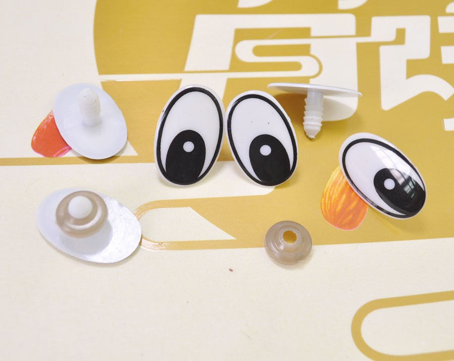 Quagsire Plush 60pcs Plastic Oval Doll Eyes Plastic Fake Eyes DIY Animal Eyes Doll Eyeballs DIY Plush Stuffed Animal Crafts Projects (4 Color Mixed)