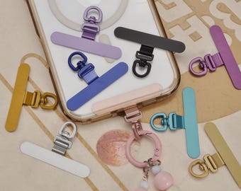 1-100 piezas, parche conector de cordón de teléfono de acero inoxidable de 9 colores, pestaña de sujeción universal para teléfono, colgador de cadena para teléfono, tarjeta telefónica, anillo con dije para teléfono