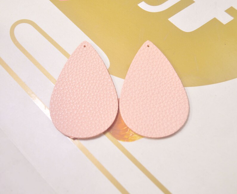 56x36mm-VC4645# 8Pcs Peach Leather Teardrop shape,Teardrop Earring Pendant,DIY,Leather Die Cut Teardrop,Leather Cut Out,Tear Drop