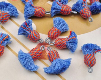 Reliure en cordon de coton mélangé à franges de haute qualité, franges en coton torsadé bleu clair, franges courtes et épaisses, bohème, franges pour boucles d'oreilles/colliers/bracelets