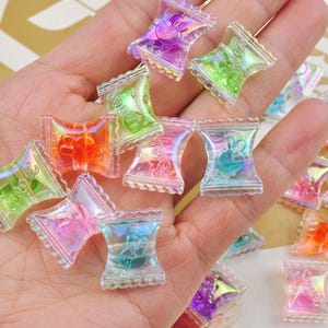 20Pcs Candy Beads,Transparent AB Color Candy Shape Beads,Acrylic Sweet Candy Beads,Candy Rabbit Beads,For Bracelet Necklace Earring Jewelry