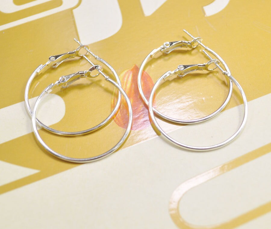 50Pcs Earring hoopssilver plated earring hoop30mm Etsy