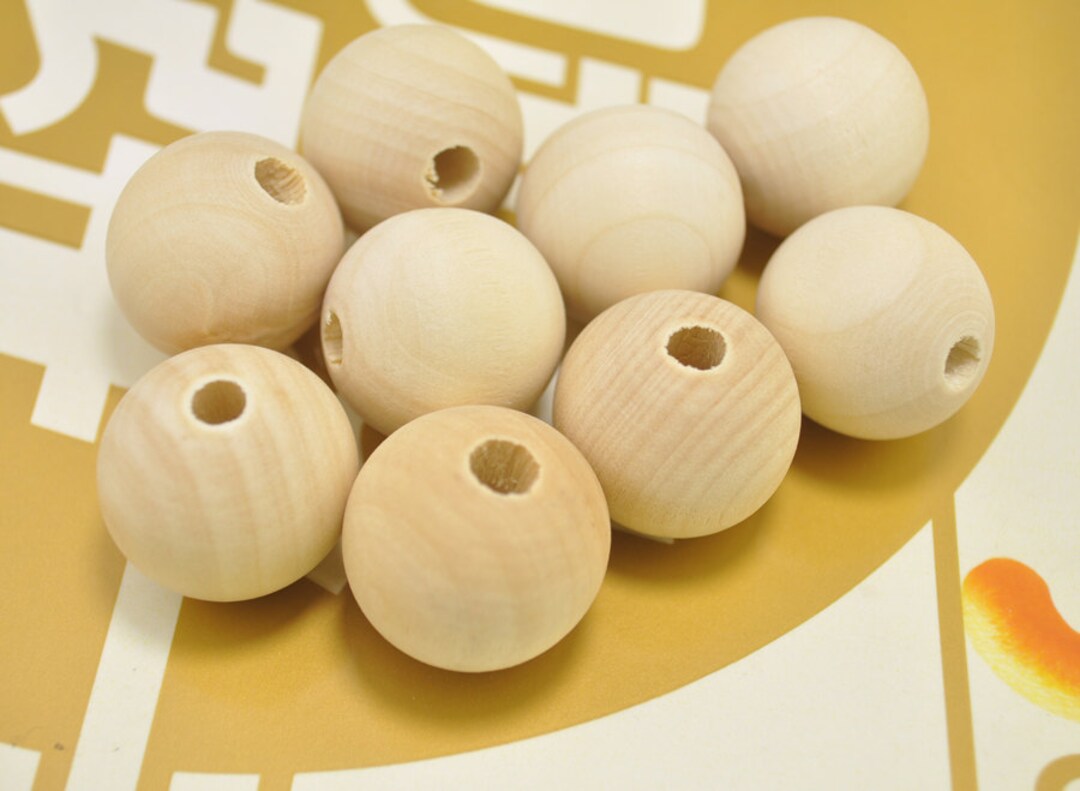 Perline Di Legno, Perline Di Legno Naturale Rotonde Da 30 Mm, Perline Fai Da Te - 100 Pezzi - Perline All'ingrosso - Italia - Foto 7