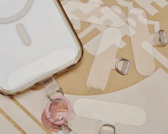 2-100 Phone Lanyard Patch Pad, Phone Tether Patch Connector, hängende Charms Straps Schlüsselanhänger, Phone Tab Tether, Clear Universal Phone Tether Tab