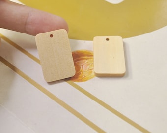 12 pendenti in legno tagliati al laser fai da te, orecchini in legno naturale, gioielli in legno naturale, forme in legno, forma rettangolare arrotondata in legno, 30 x 20 mm