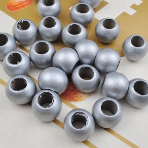 Großhandel Silber Naturholz Runde lose Perlen, 20/50 runde Holzperlen umweltfreundliche 20mm Perlen, 10mm Loch, Schmuck DIY Holzhandwerk