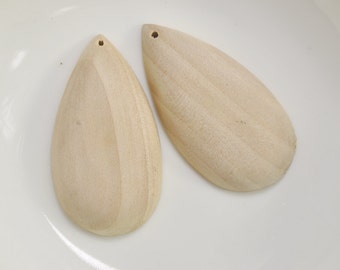 20 Pcs Large Unfinished Natural Wood bead Drop wooden beads waterdrop charm flat back Tear-Drop pendants No Varnish 52x28mm