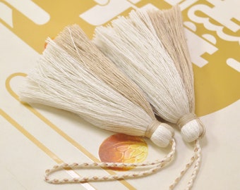 Large Cotton Tassel,2Pcs,Handmade Mala Tassels,Khaki & Beige tassel,Tassel with Rope, Boho,Tassel Supplier,DIY Tassel Making-VC20#