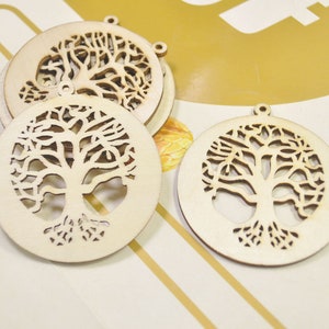 20Pcs wood earring blanks,round filigree tree earring pendant, pendant blanks, plywood shape, wood shape geometric--55mm