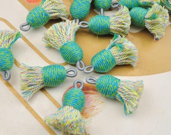 Reliure en cordon de coton mélangé à pompons de haute qualité, pompons en coton torsadés jaunes, pompons courts et épais, bohème, pompons boucles d'oreilles/colliers/bracelets