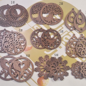 2 ,4,5, 10Pairs Brown Round wood earrings, Teardrop Earring Wood Dangle/Brown Earrings/ Wooden Charm/Pendant