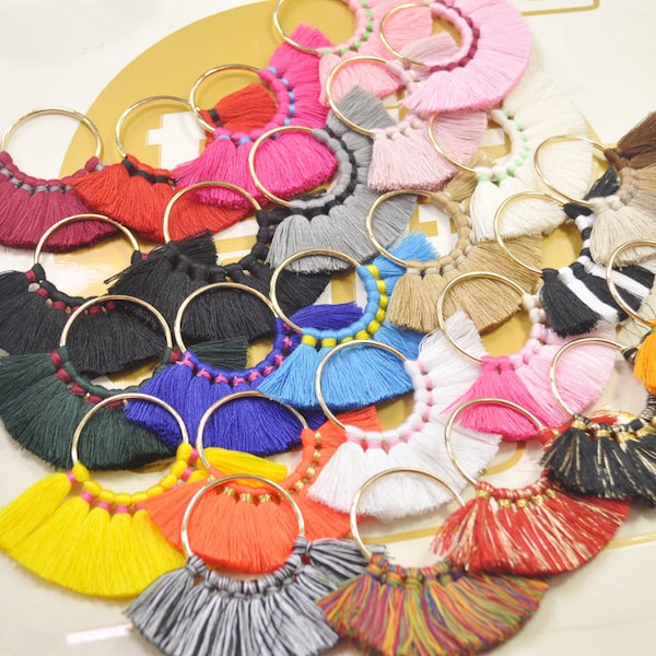 2Pcs/4pcs/6pcs/10pcs Fan Tassels on Brass Findings/25 Color tassel/earrings pendants/earring tassel charm/cotton tassel - 55mm