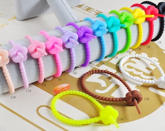 8.46” Flower Silicone Ties，Colorful Cable organiser,Cable Winder For Headset,Computer Wire Wrap Ties,Charging Cable Ties,USB plug Ties,