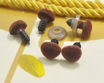 11x9.5mm Brown Flocking Nose Safety Nose Triangle Nose Safety eye- 10pcs
