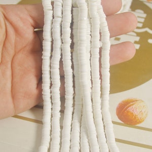 Polymer clay beads,6mm white Round shaped beads,African Vinyl Disc Beads, jewelry beads bracelet beads, Heishi Beads,16 inch strand,VC58#