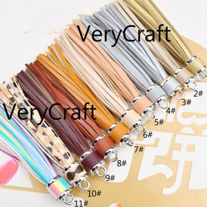 2-100 10cm PU Leather Tassels,11Colors Large Faux Leather Tassel,Silver Cap Handmade Leather Thread Tassel,Keychain Bag Charm Tassel Pendant