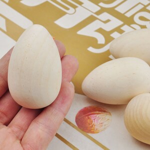 Juego de 10 huevos de madera de 2,16&quot;, huevos de madera sin terminar, huevos naturales, huevos de Pascua diy, huevos de pollita, divertido proyecto de Pascua, huevos para proyectos artesanales