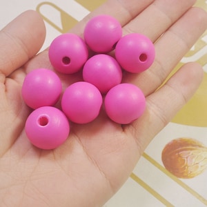 50Pcs Hot Pink Wooden Beads,20mm Round Wood beads,DIY Necklace Bracelet Jewelry Making,wood craft,Make jewellery for selling